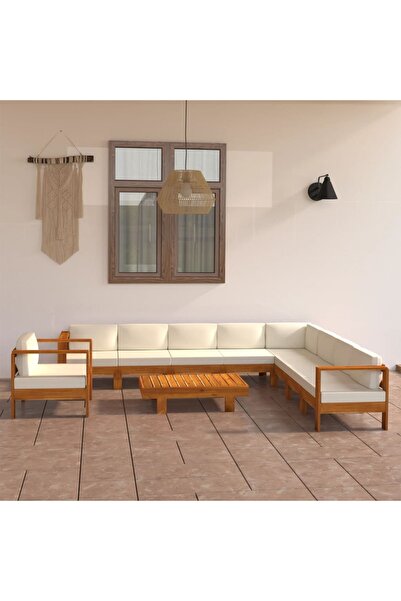 Concept Σετ επίπλων κήπου με μαξιλάρια κρεμ λευκού χρώματος, 10 τεμάχια, μασί...