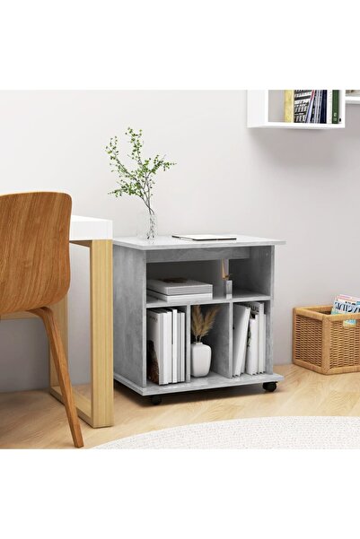 Concept Ντουλάπα με ρόδες, γκρι σκυροδέματος, 60x45x60 cm, μοριοσανίδα