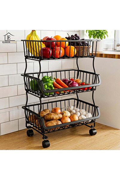 Elindor Kitchen Organizer 3 Levels Elindor® Trolley with Wheels, Adjustable, ...