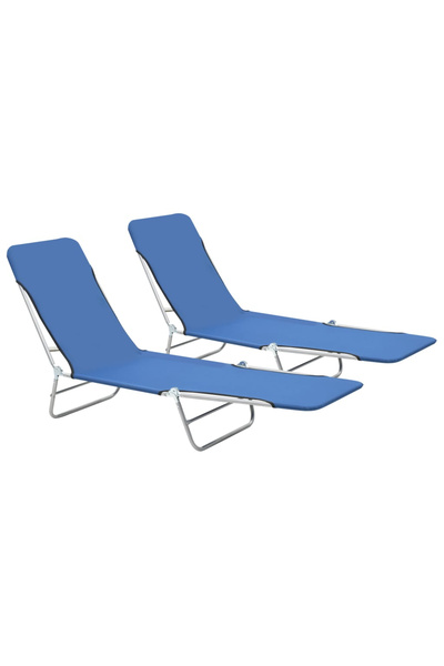 Concept Πτυσσόμενες ξαπλώστρες θαλάσσης, 2 τεμ., μπλε, ατσάλινες & υφασμάτινες