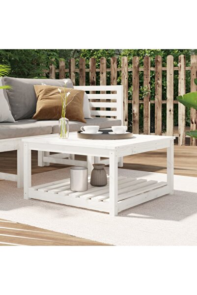 Concept Τραπέζι κήπου, λευκό, 82,5x82,5x45 cm, μασίφ ξύλο πεύκου