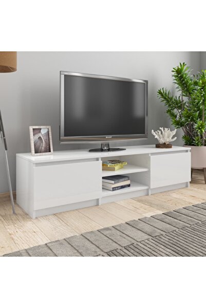 Concept Comodă TV, alb extralucios, 140 x 40 x 35,5 cm, PAL