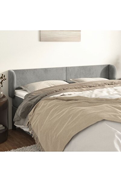 Concept Tăblie de pat cu aripioare gri deschis 163x23x78/88 cm catifea