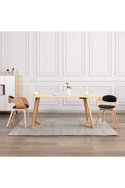 Concept Καρέκλες κουζίνας, 2 τεμ., καμπυλωτό ξύλο και οικολογικό Δερμάτινο