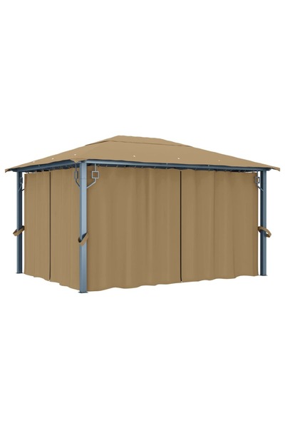 Concept Pavilion cu perdele, gri taupe, 400 x 300 cm, aluminiu