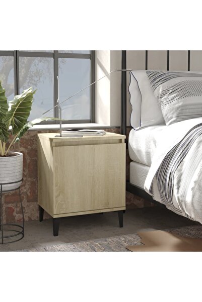 Concept Noptieră cu picioare metal, stejar sonoma, 40x30x50 cm