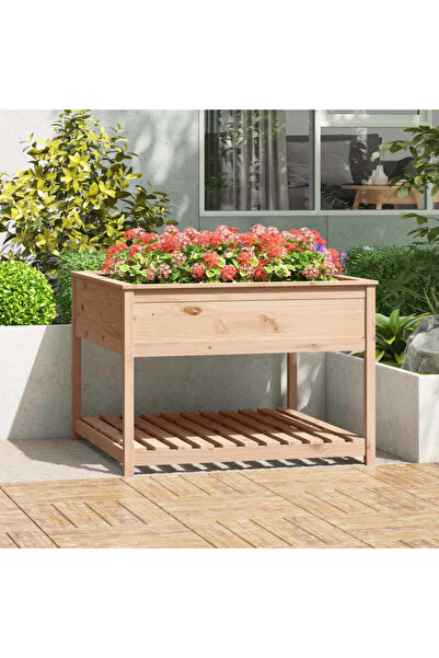 Concept Γλάστρα με ράφι, 111,5x111,5x81 cm, μασίφ ξύλο πεύκου