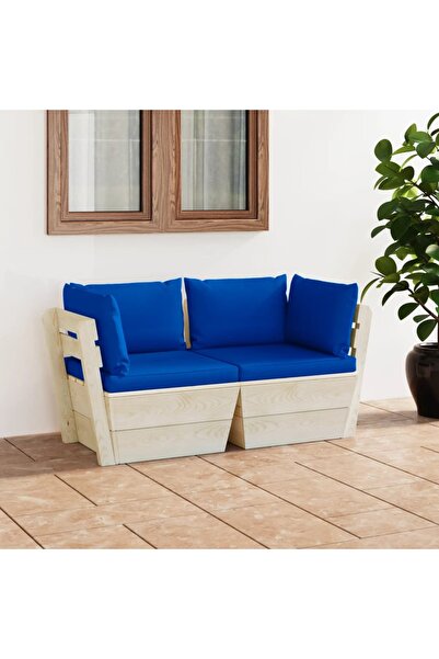 Concept Διθέσιος καναπές κήπου από παλέτες, με μαξιλάρια, ξύλο ελάτης