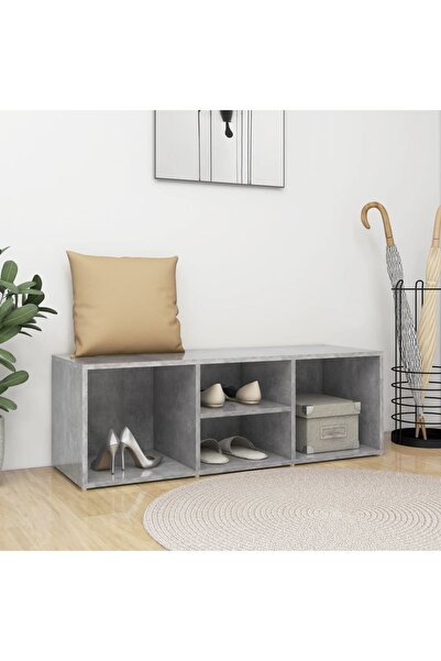 Concept Πάγκος αποθήκευσης παπουτσιών, γκρι σκυροδέματος, 105x35x35 cm, μοριο...