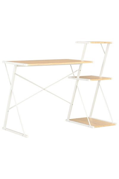 Concept Γραφείο με ράφι, λευκό και δρυς, 116 x 50 x 93 εκ.