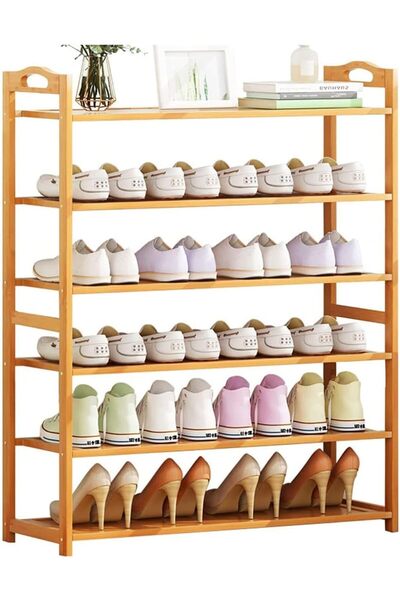 Arabest حامل أحذية بستة أرفف، بمقبض محمول، موفر للمساحة، مناسب للمدخل وغرفة ا...