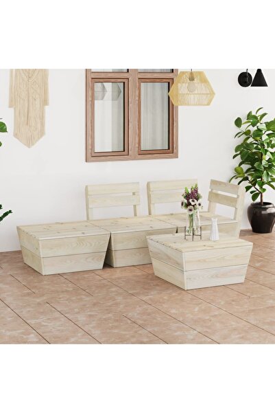 Concept Set de mobilier de grădină paleți, 4 piese, lemn molid tratat