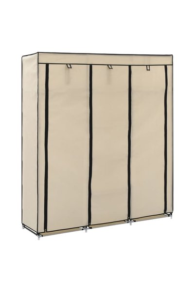 Concept Șifonier cu compartimente și bare, crem, 150x45x175 cm, textil