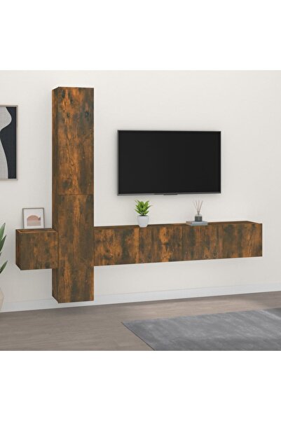 Concept Set dulapuri TV, 5 piese, stejar fumuriu, lemn prelucrat