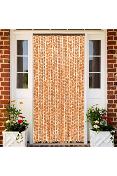 Concept Perdea pentru insecte, ocru și alb, 90 x 220 cm, chenille