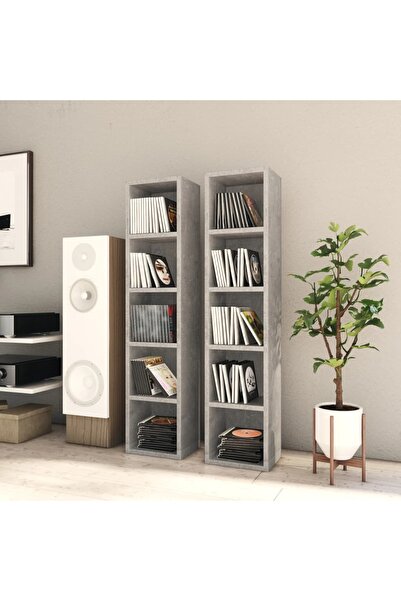 Concept Ντουλάπια CD, 2 τεμ., γκρι σκυροδέματος, 21 x 16 x 93,5 cm, μοριοσανίδα