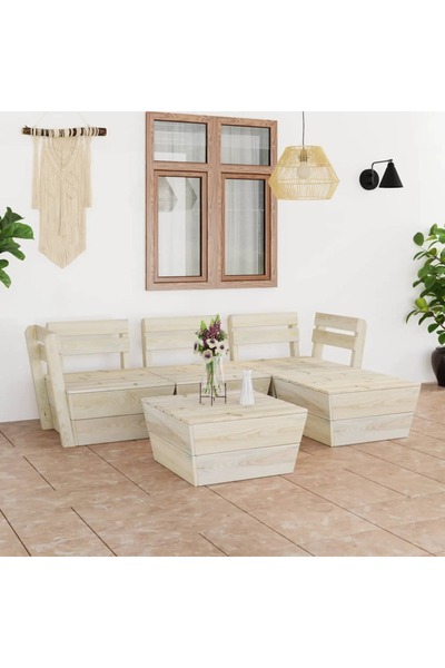 Concept Set mobilier de grădină paleți, 5 piese, lemn de molid tratat