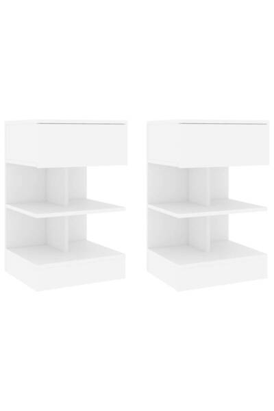 Concept Noptiere, 2 buc., alb, 40x35x65 cm, PAL