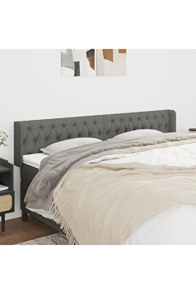 Concept Tăblie de pat cu aripioare gri închis 183x16x78/88 cm textil