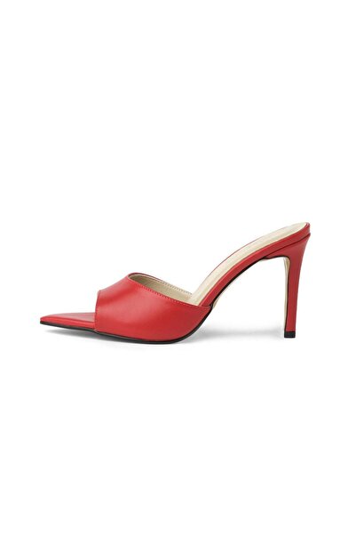 Mio Gusto Ivy Genuine Leather Red Color Heels for Women Slipper