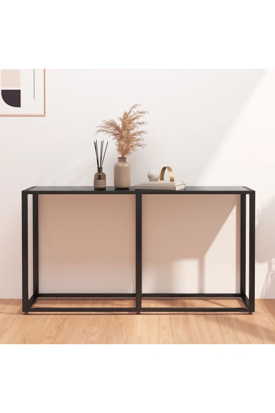 Concept Τραπέζι κονσόλας, μαύρο, 140x35x75,5 cm, σκληρυμένο γυαλί