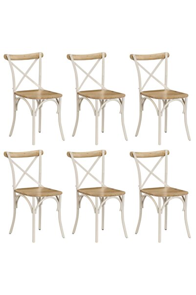 Concept Καρέκλες με σταυρωτή πλάτη, 6 τεμ., λευκές, μασίφ ξύλο μάνγκο