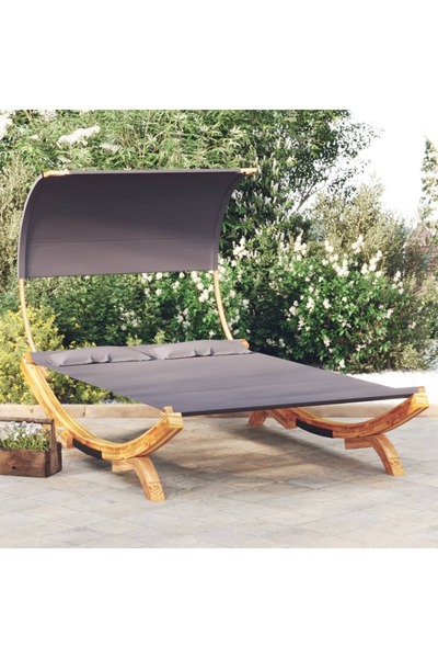 Concept Hamac cu baldachin, antracit, 165x210x155 cm, lemn masiv curbat