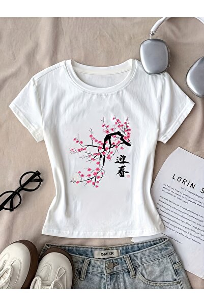 Toum Belt Boy Japan Sakura Flower Cropped Bluz