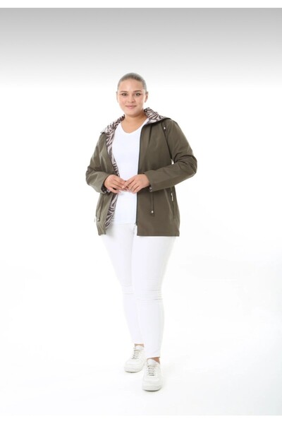 GLR&GYM BERNİSA KADIN BÜYÜK BEDEN ASTARLI KAPÜŞONLU MEVSİMLİK TRENÇKOT