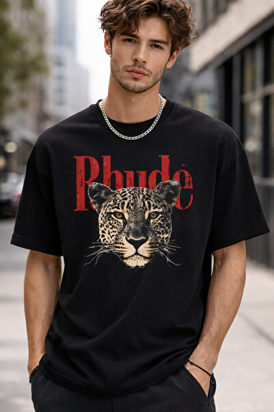 ArtYus Μπλουζάκι Rhude Με λεοπάρ τύπωμα Unisex oversized – Σετ Βαμβάκι τεμαχί...