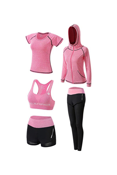 Other 5-Piece Gym Running Sport Yoga Bra Shorts Pant Trousers Top Coat Tracks...