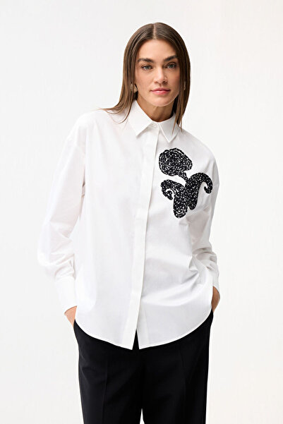 Love My Body Nakış Detaylı Poplin Gömlek