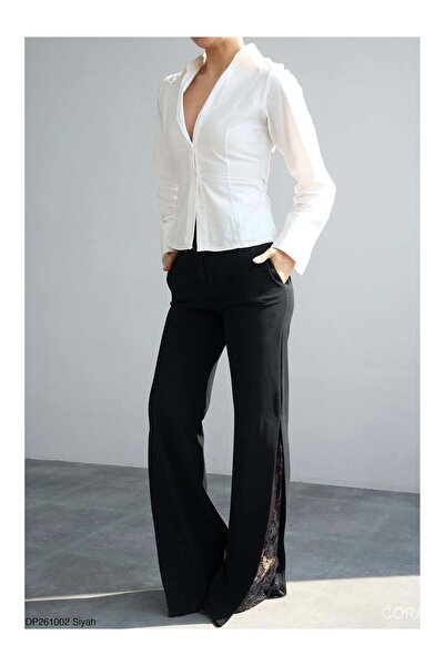 Coral Lace Legged Trousers Dp261002 Black