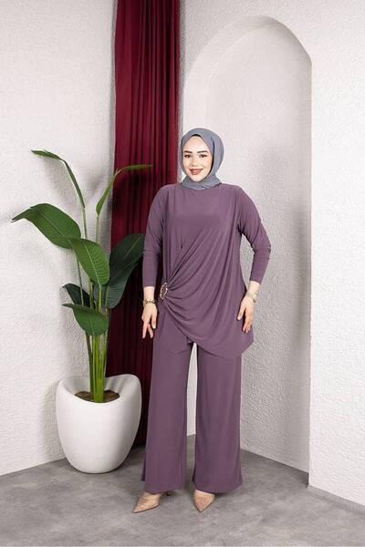 MODAMÜNASİP Yanı Buckled Sandy Pants Suit