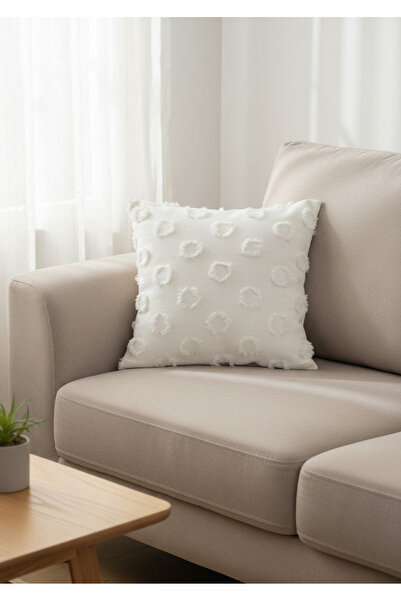 Sivalde Bohemian Pompom Chenille Decorative Cushion Cover Cream, Reversible ,...