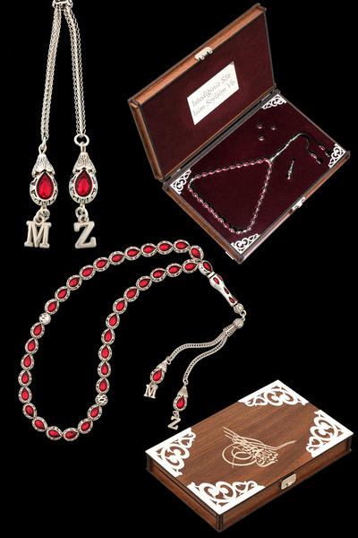 KANUNİ TESBİH Harf Detaylı Metal Mineli Tesbih,Vip Ahşap Kutulu Yedek İmame V...