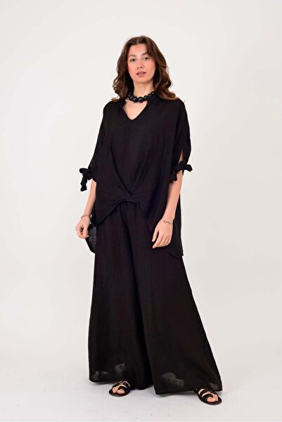 Park Moda B994 ΜΠΛΟΥΖΑ ΜΕ ΜΑΚΡΥ ΠΙΣΩ ΜΕΡΟΣ ΚΑΙ ΛΑΜΨΗ ΣΕ ΣΧΗΜΑ V Λινό