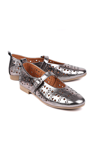 stato Ceyra Genuine Leather Laser Cut Strappy Women's Ballet Flats