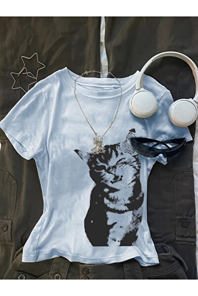 Toum Belt Boy Retro Cat's Cropped Bluz