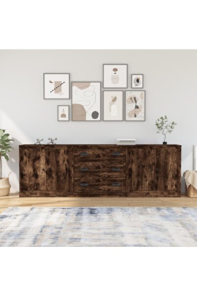 Concept Μπουφές, 3 τεμ., καπνιστή δρυς, επεξεργασμένο ξύλο