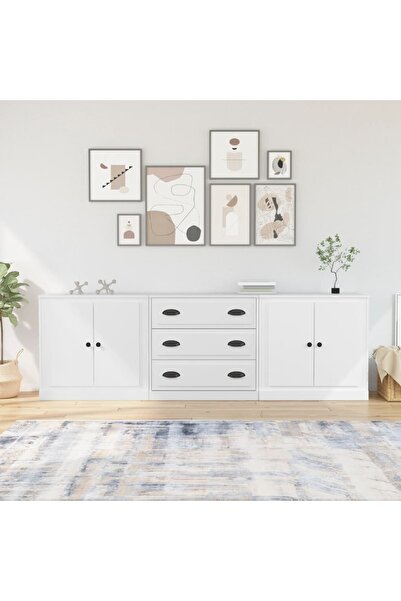 Concept Μπουφέδες, 3 τεμάχια, λευκοί, από επεξεργασμένο ξύλο