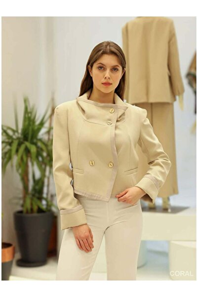 Coral Cuffed Short Jacket 6338 Stone