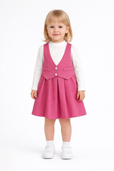 SETTY KOOP Girls Polka Dot Vest Dress Set – Button-Front Waistcoat & Pleated ...