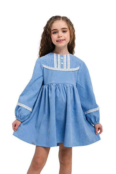 SOLLUXE HELEN - Rochie din catifea reiat cu model in clos si maneca lunga, bl...