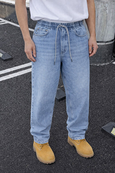 DAMGA JEANS Men's Cotton Pack High Waist Loose Blue Jeans