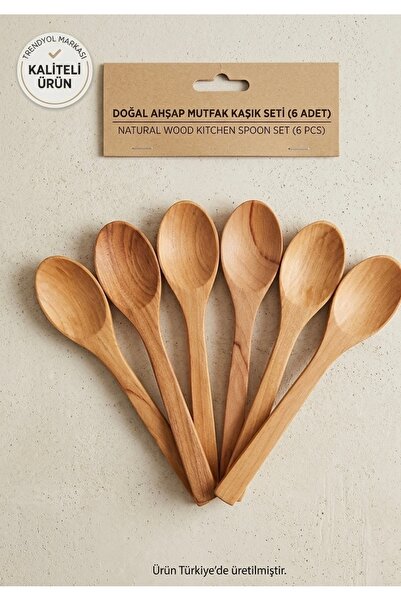 MUTFAKÇIM "Doğal Şimşir Ahşap Mutfak Servis Kaşık Seti - 6 Adet El Yapımı Yem...