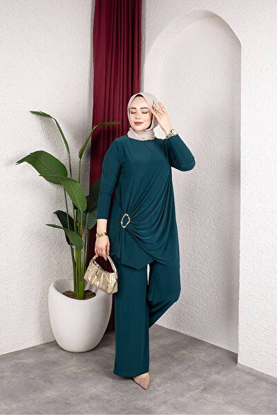 MODAMÜNASİP Yanı Buckled Sandy Pants Suit