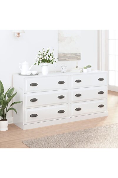 Concept Μπουφέδες, 2 τεμάχια, γυαλιστερό λευκό, από επεξεργασμένο ξύλο