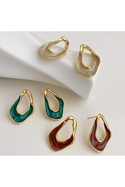 Ervalina Asymmetrical Enamel Earrings