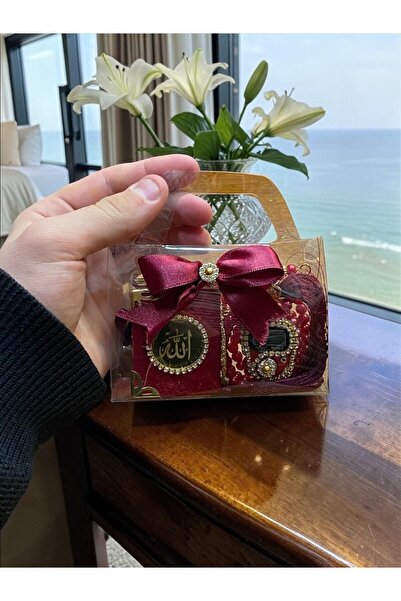 Altınoluk Haremia Çanta Görünümlü 3'lü Set Kutu İçinde Mini Kuran, İnci Tesbi...